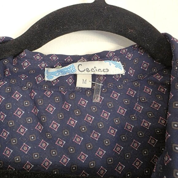 Cecico Womens Sheer Duster Cardigan Dress Medium Longline Layer Slit Print Slip - Picture 8 of 8